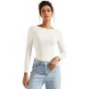 imageSUUKSESS Women Backless Y2k Long Sleeve Bodysuit Double Lined Open Back Sexy Basic TopPearl