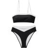 imageSUUKSESS Women Bandeau High Waited 2 Piece Bikini Set Cheeky High Cut Swimsuit104 Black White