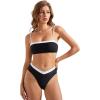 imageSUUKSESS Women Bandeau High Waited 2 Piece Bikini Set Cheeky High Cut Swimsuit104 Black White