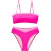 imageSUUKSESS Women Bandeau High Waited 2 Piece Bikini Set Cheeky High Cut Swimsuit104 Pink Color Block