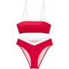 imageSUUKSESS Women Bandeau High Waited 2 Piece Bikini Set Cheeky High Cut Swimsuit104 Red White