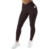 imageSUUKSESS Women Butt Lifting Capri Leggings with Pockets 78 Length Twist High Waisted Yoga Pants40 Crossover Brown