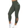 imageSUUKSESS Women Butt Lifting Capri Leggings with Pockets 78 Length Twist High Waisted Yoga Pants55 Army Green