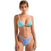 imageSUUKSESS Women Cheeky Thong String 2 Piece Bikini Sets Sexy High Waist Swimsuit79 Blue Color Block