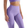imageSUUKSESS Women Contour High Waisted Leggings with Pockets No Front Seam Workout Yoga Pants Light Purple S