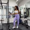 imageSUUKSESS Women Contour High Waisted Leggings with Pockets No Front Seam Workout Yoga Pants Light Purple S