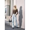 imageSUUKSESS Women Crew Neck Long Sleeve Bodysuit Sexy Thong Bodysuit Shirts01 Dark Brown