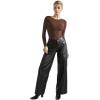 imageSUUKSESS Women Crew Neck Long Sleeve Bodysuit Sexy Thong Bodysuit Shirts01 Dark Brown