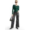 imageSUUKSESS Women Crew Neck Long Sleeve Bodysuit Sexy Thong Bodysuit Shirts01 Dark Green