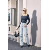 imageSUUKSESS Women Crew Neck Long Sleeve Bodysuit Sexy Thong Bodysuit Shirts01 Navy