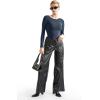 imageSUUKSESS Women Crew Neck Long Sleeve Bodysuit Sexy Thong Bodysuit Shirts01 Navy