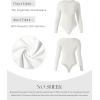 imageSUUKSESS Women Crew Neck Long Sleeve Bodysuit Sexy Thong Bodysuit Shirts01 White
