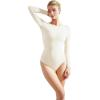 imageSUUKSESS Women Crew Neck Long Sleeve Bodysuit Sexy Thong Bodysuit Shirts01 White