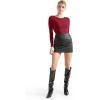 imageSUUKSESS Women Crew Neck Long Sleeve Bodysuit Sexy Thong Bodysuit Shirts01 Wine Red