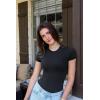 imageSUUKSESS Women Crew Neck Short Sleeve Thong Bodysuit Shirts Basic Top01 Black