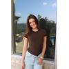 imageSUUKSESS Women Crew Neck Short Sleeve Thong Bodysuit Shirts Basic Top01 Coffee