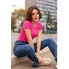 imageSUUKSESS Women Crew Neck Short Sleeve Thong Bodysuit Shirts Basic Top01 Hot Pink