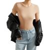 imageSUUKSESS Women Crew Neck Short Sleeve Thong Bodysuit Shirts Basic Top01 Nude