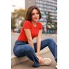 imageSUUKSESS Women Crew Neck Short Sleeve Thong Bodysuit Shirts Basic Top01 Red