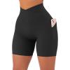 imageSUUKSESS Women Cross Workout Shorts with Pockets 5quot High Waist Booty Biker ShortBlack