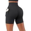 imageSUUKSESS Women Cross Workout Shorts with Pockets 5quot High Waist Booty Biker ShortBlack