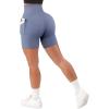 imageSUUKSESS Women Cross Workout Shorts with Pockets 5quot High Waist Booty Biker ShortBlue