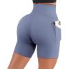 imageSUUKSESS Women Cross Workout Shorts with Pockets 5quot High Waist Booty Biker ShortBlue