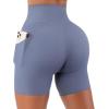 imageSUUKSESS Women Cross Workout Shorts with Pockets 5quot High Waist Booty Biker ShortBlue