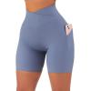imageSUUKSESS Women Cross Workout Shorts with Pockets 5quot High Waist Booty Biker ShortBlue