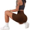 imageSUUKSESS Women Cross Workout Shorts with Pockets 5quot High Waist Booty Biker ShortBrown