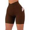 imageSUUKSESS Women Cross Workout Shorts with Pockets 5quot High Waist Booty Biker ShortBrown