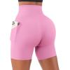 imageSUUKSESS Women Cross Workout Shorts with Pockets 5quot High Waist Booty Biker ShortCherry Pink