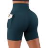 imageSUUKSESS Women Cross Workout Shorts with Pockets 5quot High Waist Booty Biker ShortDark Green