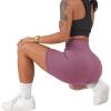 imageSUUKSESS Women Cross Workout Shorts with Pockets 5quot High Waist Booty Biker ShortDeep Purple