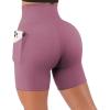 imageSUUKSESS Women Cross Workout Shorts with Pockets 5quot High Waist Booty Biker ShortDeep Purple