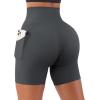 imageSUUKSESS Women Cross Workout Shorts with Pockets 5quot High Waist Booty Biker ShortGrey