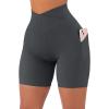 imageSUUKSESS Women Cross Workout Shorts with Pockets 5quot High Waist Booty Biker ShortGrey