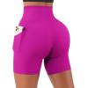 imageSUUKSESS Women Cross Workout Shorts with Pockets 5quot High Waist Booty Biker ShortHot Pink