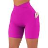 imageSUUKSESS Women Cross Workout Shorts with Pockets 5quot High Waist Booty Biker ShortHot Pink
