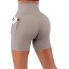 imageSUUKSESS Women Cross Workout Shorts with Pockets 5quot High Waist Booty Biker ShortKhaki