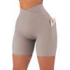imageSUUKSESS Women Cross Workout Shorts with Pockets 5quot High Waist Booty Biker ShortKhaki
