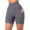 imageSUUKSESS Women Cross Workout Shorts with Pockets 5quot High Waist Booty Biker ShortLeopard Grey