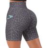 imageSUUKSESS Women Cross Workout Shorts with Pockets 5quot High Waist Booty Biker ShortLeopard Grey