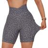 imageSUUKSESS Women Cross Workout Shorts with Pockets 5quot High Waist Booty Biker ShortLeopard Grey