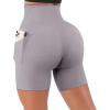 imageSUUKSESS Women Cross Workout Shorts with Pockets 5quot High Waist Booty Biker ShortLight Grey