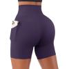 imageSUUKSESS Women Cross Workout Shorts with Pockets 5quot High Waist Booty Biker ShortNavy Blue