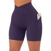 imageSUUKSESS Women Cross Workout Shorts with Pockets 5quot High Waist Booty Biker ShortNavy Blue