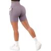 imageSUUKSESS Women Cross Workout Shorts with Pockets 5quot High Waist Booty Biker ShortPurple