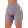 imageSUUKSESS Women Cross Workout Shorts with Pockets 5quot High Waist Booty Biker ShortPurple