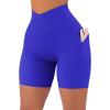 imageSUUKSESS Women Cross Workout Shorts with Pockets 5quot High Waist Booty Biker ShortRoyal Blue